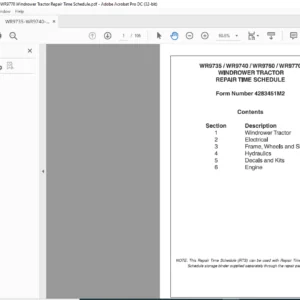 Massey Ferguson EU Harvesting WR9735 WR9740 WR9760 WR9770 Windrower Tractor Operator's Manual