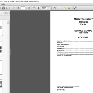 Massey Ferguson EU Seeding 8792 8776 Planter Service Manual - PDF DOWNLOAD