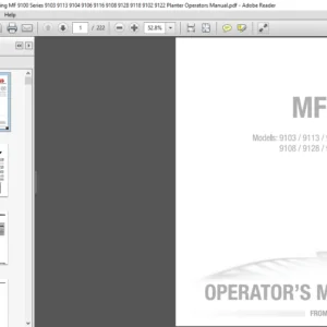 Massey Ferguson EU Seeding MF 9100 Series 9103 9113 9104 9106 9116 9108 9128 9118 Operators Manual