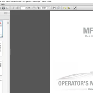 Massey Ferguson EU Tillage MF1000 Series 1435K Metric Russian Tandem Disc Operator's Manual - PDF DOWNLOAD