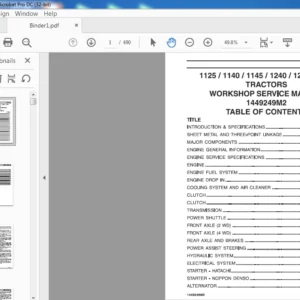 Massey Ferguson EU Tractor 1125 1140 1145 1240 1250 1260 Workshop Service Manual - PDF DOWNLOAD