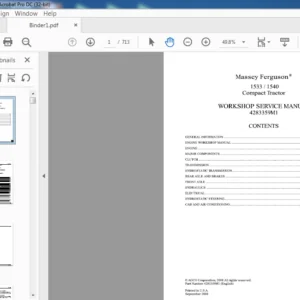 Massey Ferguson EU Tractor 1533 1540 Workshop Service Manual - PDF DOWNLOAD