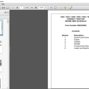 Massey Ferguson EU Tractor 1635 1643 1648 1652 1655 1660 Repair Time Schedule Manual - PDF DOWNLOAD