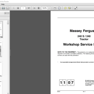 Massey Ferguson EU Tractor 240S 240 Workshop Service Manual - PDF DOWNLOAD