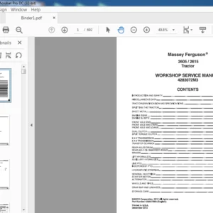 Massey Ferguson EU Tractor 2605 2615 Service Manual -  PDF DOWNLOAD