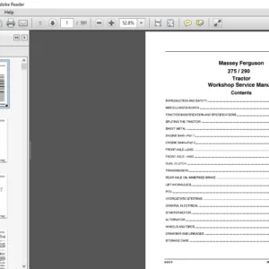 Massey Ferguson EU Tractor 275 290 Tractors Service Manual - PDF DOWNLOAD