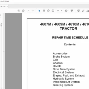 Massey Ferguson EU Tractor 4607 4609 4610 4610 MHC Tractor Repair Time Schedule Manual - PDF DOWNLOAD