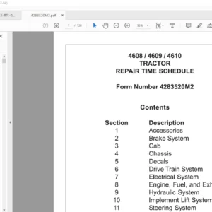 Massey Ferguson EU Tractor 4608 4609 4610 Tractor Repair Time Schedule Manual - PDF DOWNLOAD