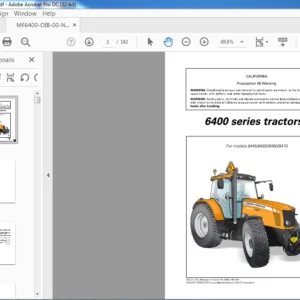 Massey Ferguson EU Tractor 6400 Series 6445 6455 6460 6470 Dyna-6 Operator Instruction Manual - PDF DOWNLOAD