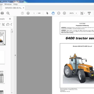Massey Ferguson EU Tractor 6400 Series 6465-6475-6480 Dyna-6 Operation Instruction Manual - DOWNLOAD