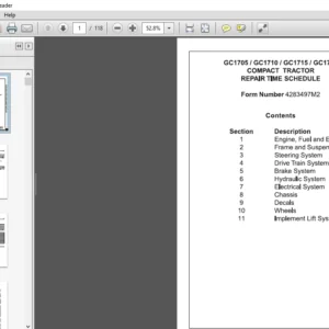 Massey Ferguson EU Tractor GC1705 GC1710 GC1715 GC1720 Repair Time Schedule Manual - PDF DOWNLOAD