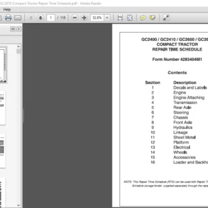 Massey Ferguson EU Tractor GC2400 GC2410 GC2600 GC2610 Repair Time Schedule Manual - PDF DOWNLOAD