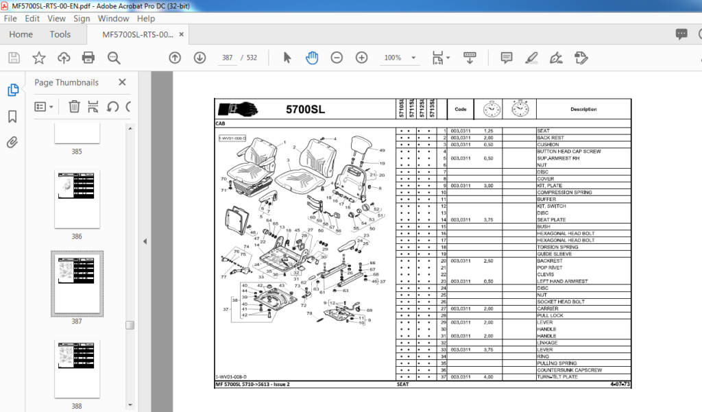 Massey Ferguson Eu Tractor Mf Sl Series Sl Sl Sl Sl Repair Time Schedule