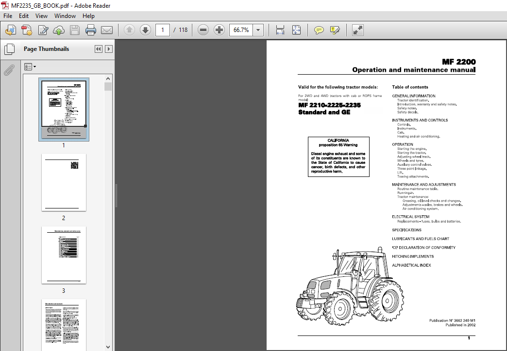 Massey Ferguson Eu Tractor Mf20 Series Mf2210 2225 2235 Operation Maintenance Manual Download Heydownloads Manual Downloads