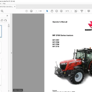 Massey Ferguson EU Tractor MF3700 Series Tractor MF 3707 3708 3709 3710 Operator Manual - DOWNLOAD