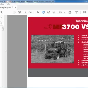 Massey Ferguson EU Tractor MF3700 Series VSFGEW Technician Service Manual - PDF DOWNLOAD