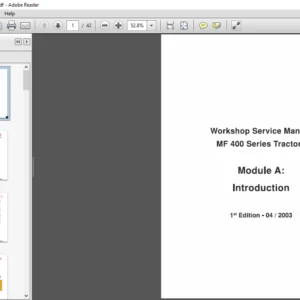 Massey Ferguson EU Tractor MF400 Workshop Service Manual - PDF DOWNLOAD