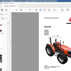 Massey Ferguson EU Tractor MF4700 Series MF4707 MF4708 MF4709 MF4710 Service Manual - PDF DOWNLOAD