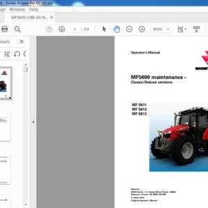 Massey Ferguson EU Tractor MF5600 Series MF5611 MF5612 MF5613 Operator's Manual - PDF DOWNLOAD