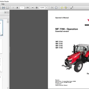 Massey Ferguson EU Tractor MF7700 Series MF7714 MF7715 MF7716 MF7718 Dyna-4 Dyna-6 Operator's Manual - PDF DOWNLOAD