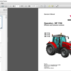 Massey Ferguson EU Tractor MF7700 Series MF7715 7716 7718 Dyna-VT Tractor Operator's Manual - PDF DOWNLOAD