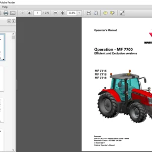 Massey Ferguson EU Tractor MF7700 Series MF7715 MF7716 MF7718 Dyna-6 Operator's Manual  PDF DOWNLOAD