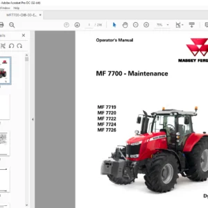 Massey Ferguson EU Tractor MF7700 Series MF7719 MF7720 MF7722 MF7724 MF7726 Dyna-6 Operator's Manual