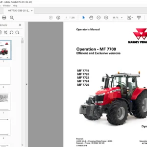 Massey Ferguson EU Tractor MF7700 Series MF7719 MF7720 MF7722 MF7724 MF7726 Dyna-VT Operator's Manual