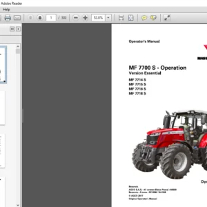 Massey Ferguson EU Tractor MF7700S Series MF7714S MF7715S Dyna-4 Dyna-6 Repair Time Schedule Manual