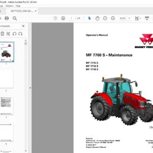 Massey Ferguson EU Tractor MF7700S Series MF7715S MF7716S MM7718S Dyna-VT Operator's Manual - PDF DOWNLOAD