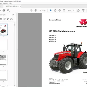 Massey Ferguson EU Tractor MF7700S Series MF7720S MF7722S MF7724S MF7726S Dyna-VT Operator's Manual