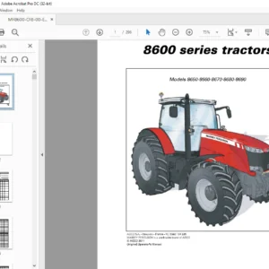 Massey Ferguson EU Tractor MF8600 Series 8650 8660 8670 8680 8690 Operators Instruction Manual - PDF