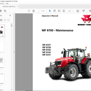 Massey Ferguson EU Tractor MF8700 Series MF8727 8730 8732 8735 8737 Operator's Manual - PDF DOWNLOAD