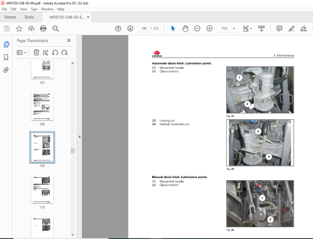 Massey Ferguson Eu Tractor Mf8700 Series Mf8727 8730 8732 8735 8737 Operator S Manual Pdf