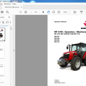 Massey Ferguson MF 4700 Series MF4707 MF4708 MF4709 MF4710 Operation Maintenance Manual - PDF