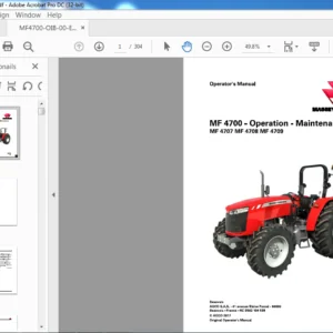 Massey Ferguson MF 4700 Series MF4707 MF4708 MF4709 Operation Maintenance Manual - PDF DOWNLOAD