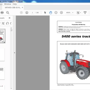 Massey Ferguson MF 5400 Series 5425 5435 5445 5455 5460 5465 5470Dyna-4 Operator Instruction Manual