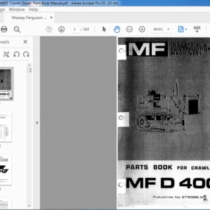 Massey Ferguson MF D400C Crawler Dozer  Parts Book Manual - PDF DOWNLOAD