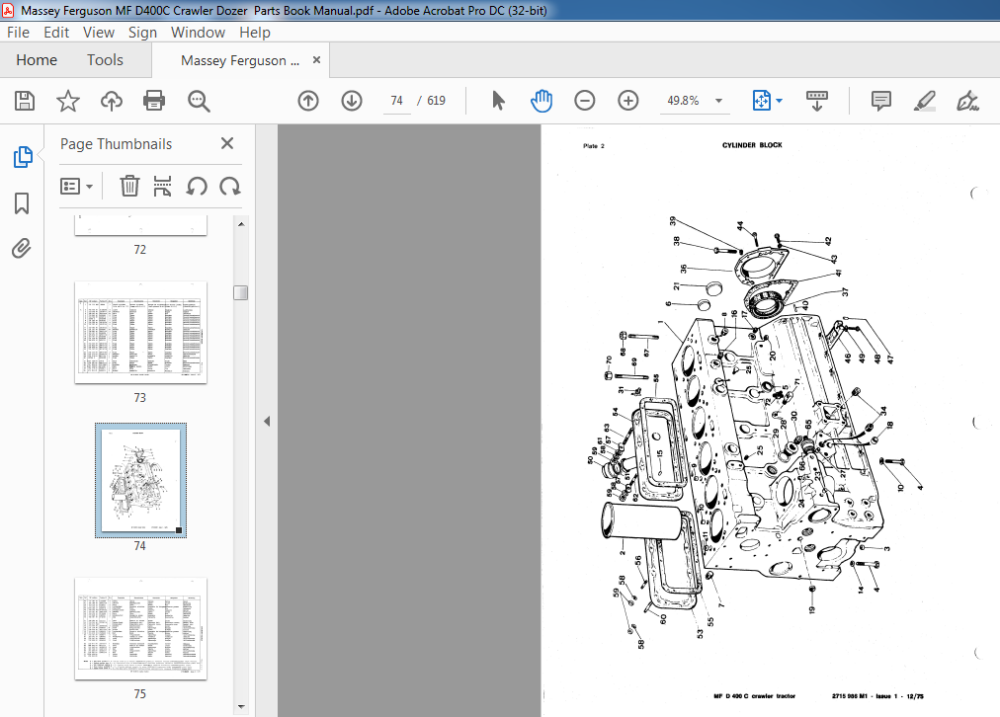 Massey Ferguson MF D400C Crawler Dozer Parts Book Manual - PDF DOWNLOAD ...