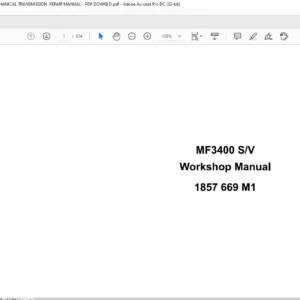Massey Ferguson MF3400 S-V Tractors Workshop Manual - PDF DOWNLOAD