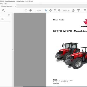 Massey Ferguson MF5700 - MF6700 Manuel d'atelier - PDF DOWNLOAD