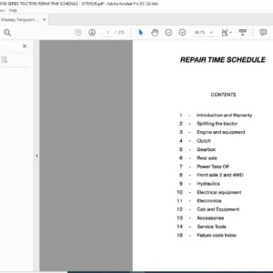 Massey Ferguson MF6100 Series Tractor Repair Time Schedule Manual - PDF DOWNLOAD