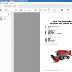 Massey Ferguson MF7244 ACTIVA Combine Series Repair Time Schedule Manual - PDF DOWNLOAD