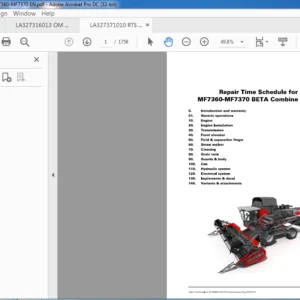 Massey Ferguson MF7360-MF7370 BETA Combines Series Repair Time Schedule Manual - PDF DOWNLOAD