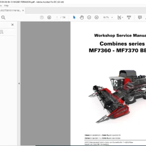 Massey Ferguson MF7360 MF7370 Beta Series Combines Service Manual - PDF DOWNLOAD