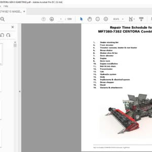 Massey Ferguson MF7380-7382 Centora Series Combines Repair Time Schedule Manual - PDF DOWNLOAD