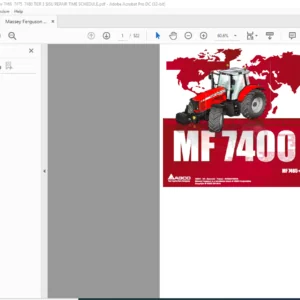 Massey Ferguson MF7400 Series 7465 7480 Tractor Repair Time Schedule Manual - PDF DOWNLOAD