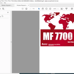 Massey Ferguson MF7700 Series Dyna-4 Dyna-6 Tractor Repair Time Schedule Manual - PDF DOWNLOAD