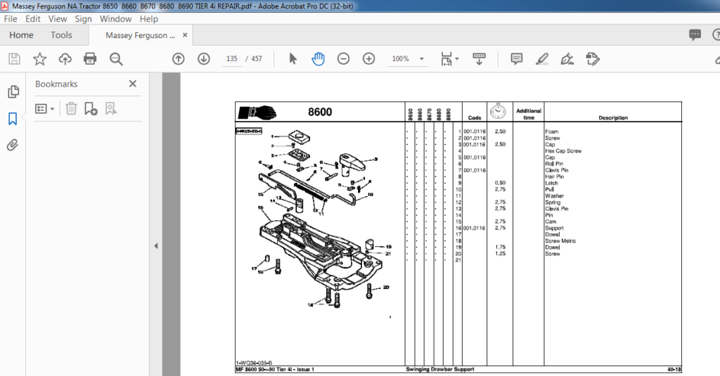 Massey Ferguson MF8600 Tractor Repair Time Schedule Manual - PDF ...