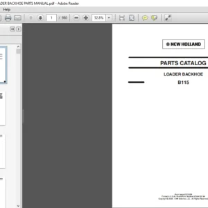 NEW HOLLAND B115 LOADER BACKHOE PARTS MANUAL - PDF DOWNLOAD